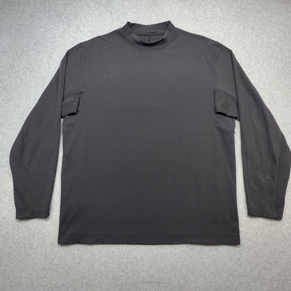 Lululemon Rulu Long Sleeve Mock Neck Shirt Mens XL Black Zip Pocket Pullover